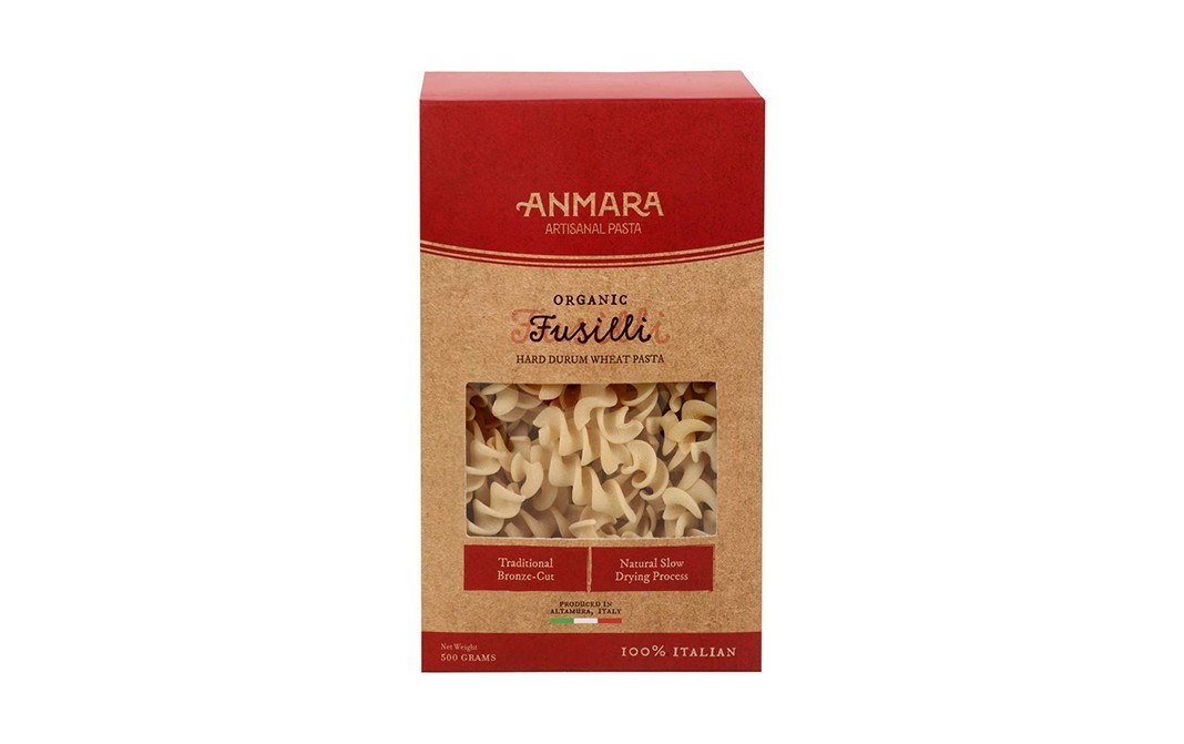 Anmara Artisanal Pasta Organic Fusilli Hard Durum Wheat Pasta   Box  500 grams